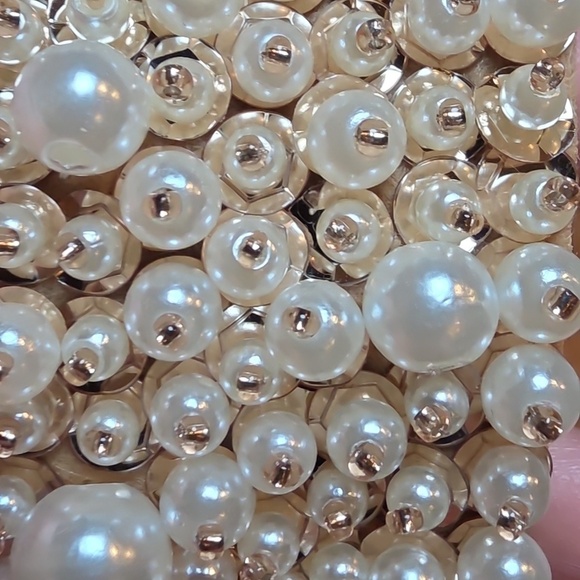 Anthropologie Pearl Embellished Headband NWOT Hand Sewn Beautiful main image 3